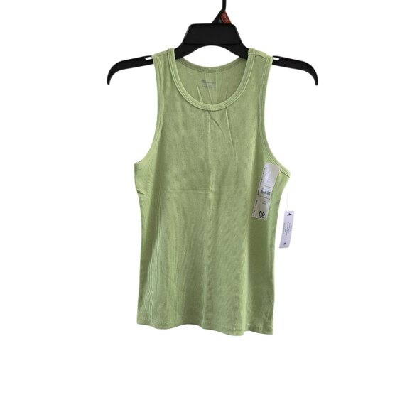 NWT  Women's Ribbed Lime Green Tank Top Size Medium (8-10) - Picture 3 of 4